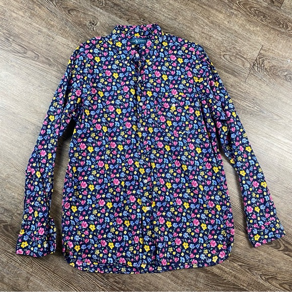 Polo Ralp Lauren Shirt Men Large Blue Multicolor Floral Button Down Front Pocket - Picture 3 of 8